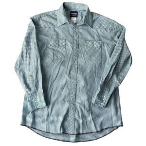Wrangler Men's‎ Pearl Snap Shirt Long Sleeve Blue Plaid Size 17½Х37